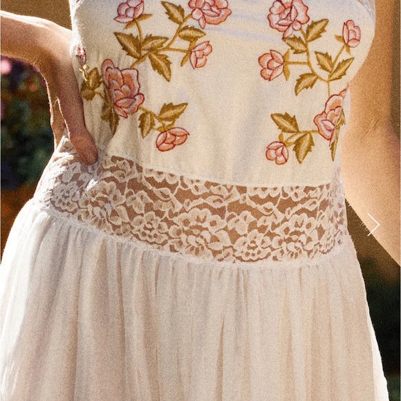 NWT Chasing Unicorns So Many Skies Silk/Cotton + Lace Midi Dress Sz XS 🌸 - Picture 5 of 13